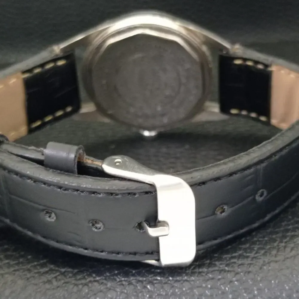 Vintage 1973 Favre Leuba Manual Mens Silver Watch W/Leather Strap - Picture 2 of 9